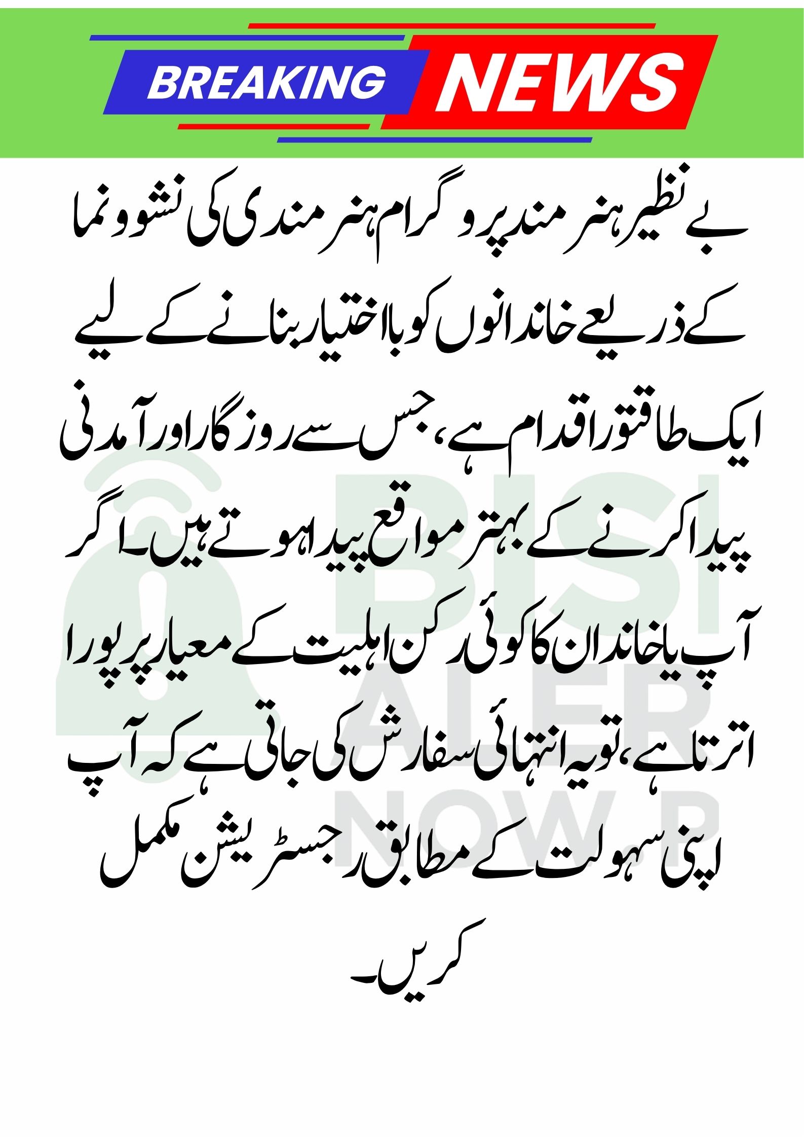 Benazir Hunarmand Program: